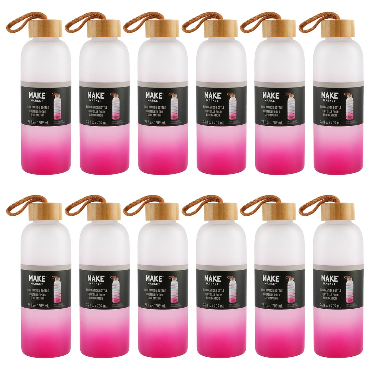 12 Pack: 24oz. Frosted Glass Sublimation Bottle by Make Market®